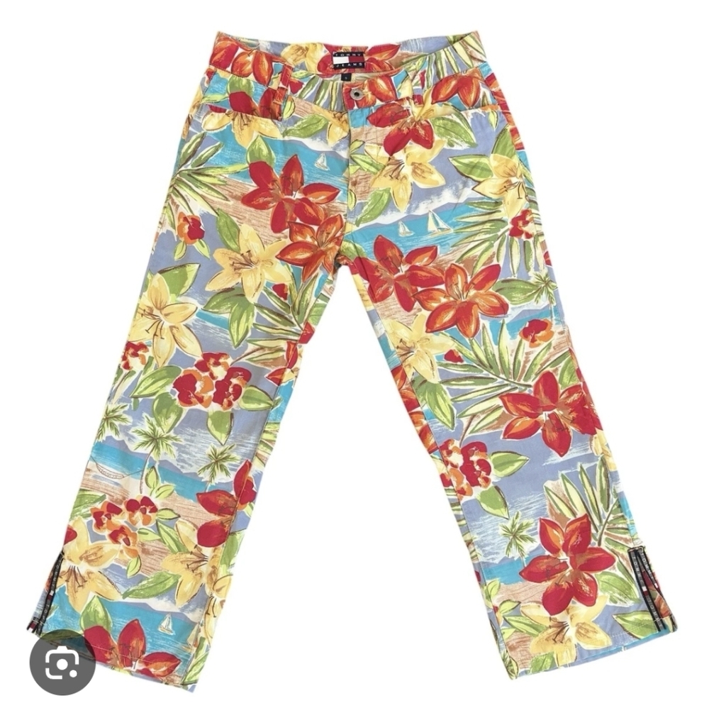 Hilfiger vtg tropical cotton capri pants sz 7 *A